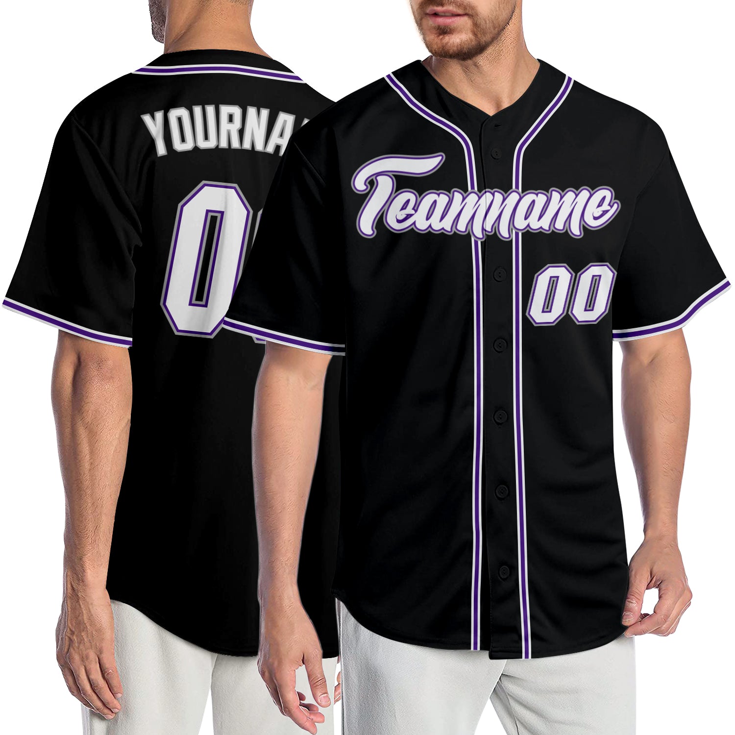 Mckenzieshoponline Black White Purple Personalized Baseball Jersey For Fans