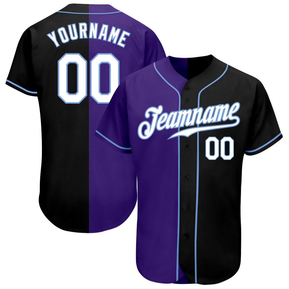 Mckenzieshoponline Black White Purple Split Fashion Personalized Baseball Jersey For Fans