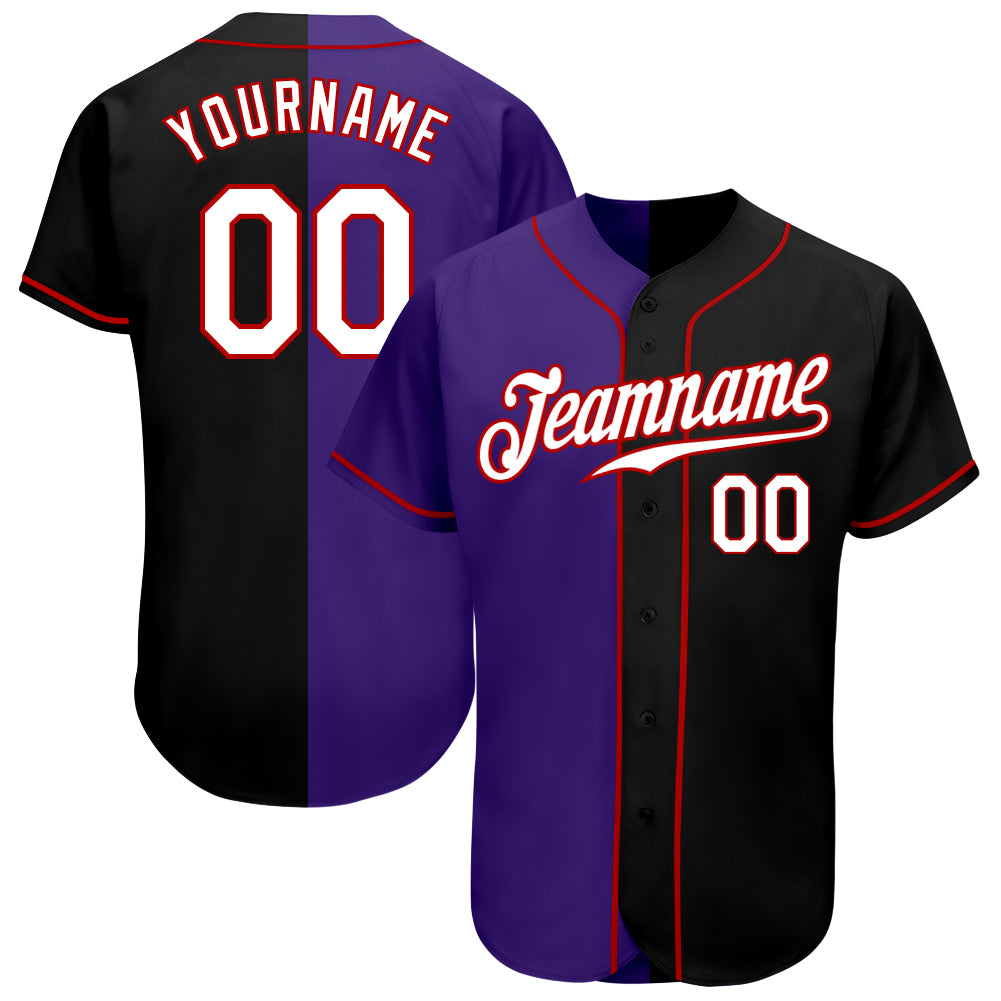 Mckenzieshoponline Black White Purple Split Fashion Personalized Baseball Jersey For Fans