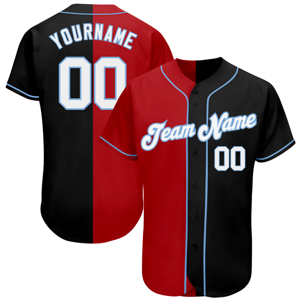Jerseytrend Black White Red Light Blue Split Fashion Personalized Baseball Jersey For Fans