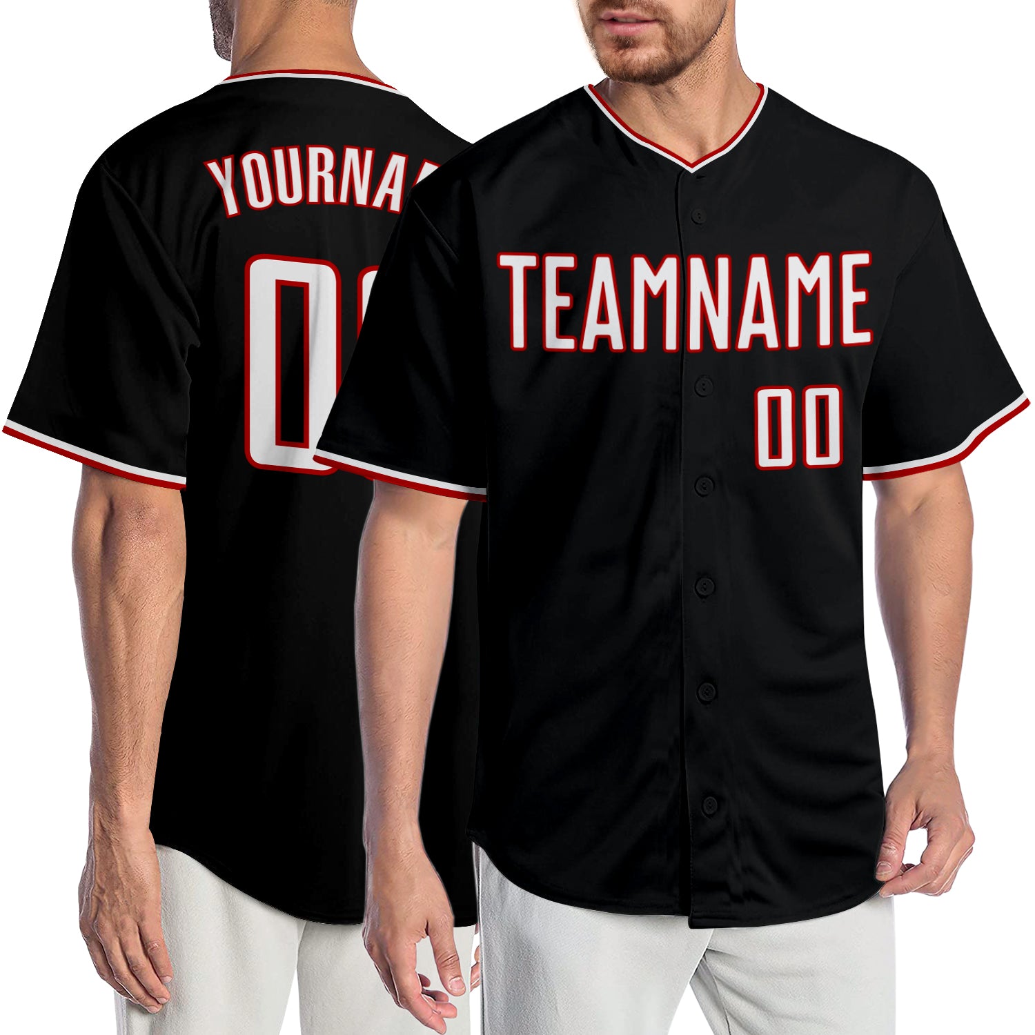 Mckenzieshoponline Black White Red Personalized Baseball Jersey For Fans