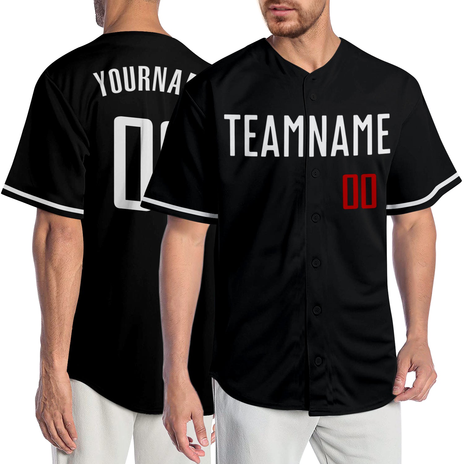 Mckenzieshoponline Black White Red Personalized Baseball Jersey For Fans