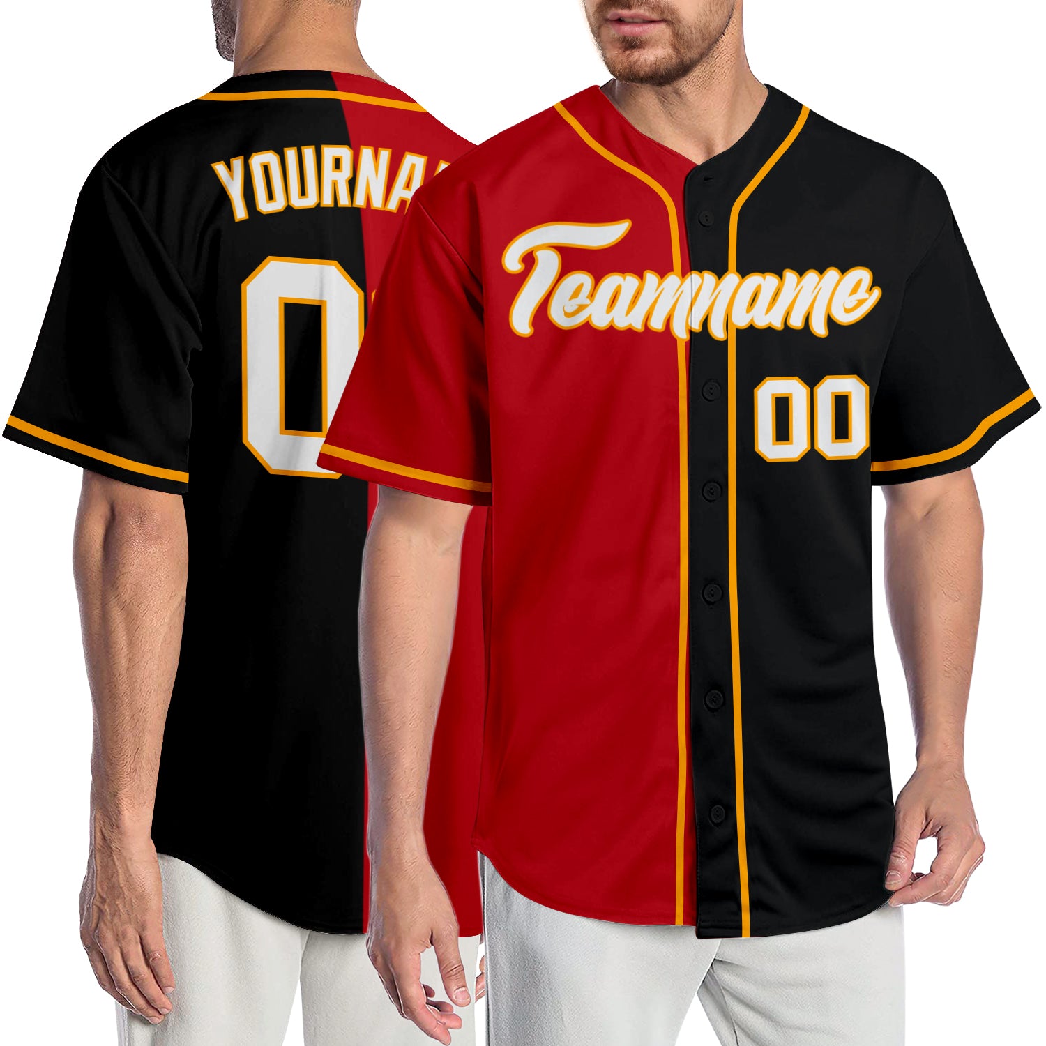 Mckenzieshoponline Black White Red Split Fashion Personalized Baseball Jersey For Fans