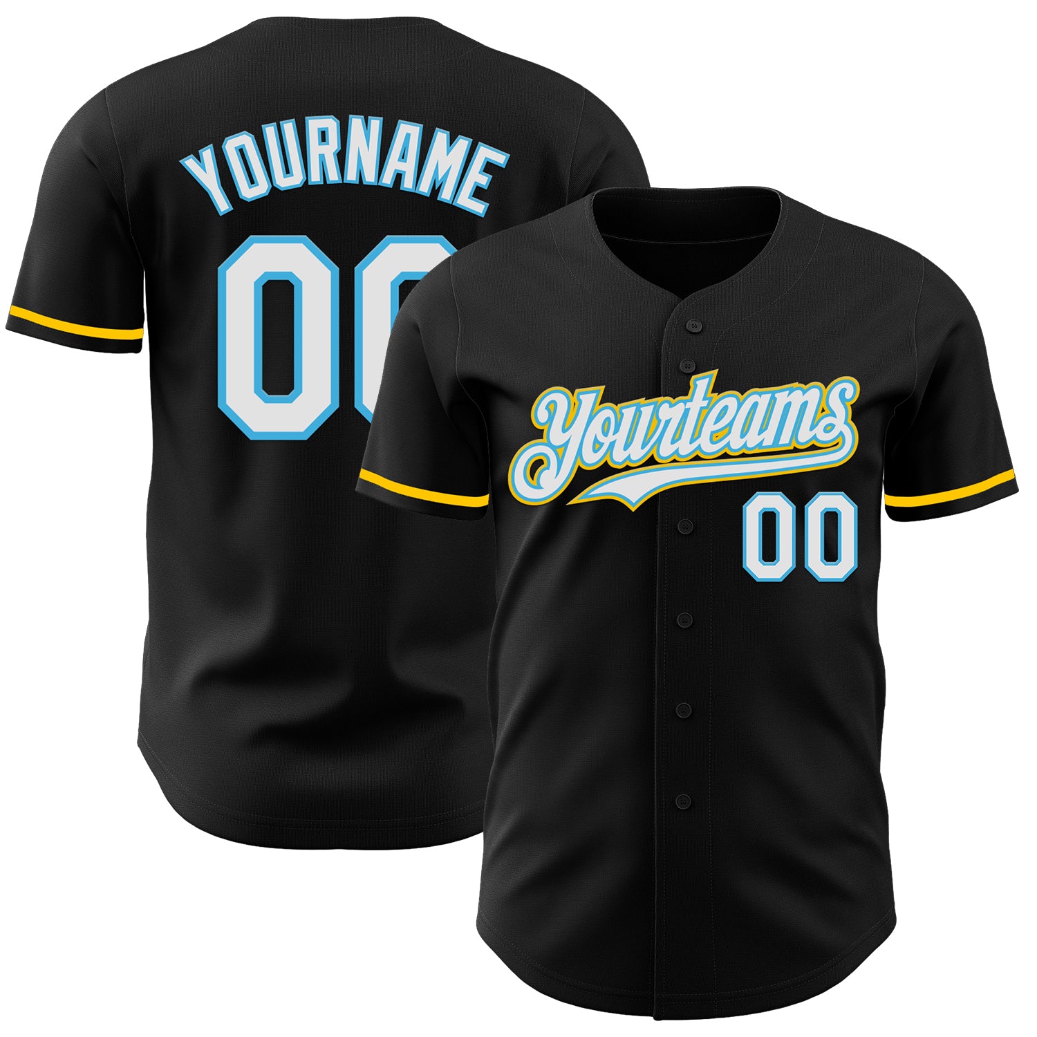 Mckenzieshoponline Black White Sky Blue Yellow Personalized Baseball Jersey For Fans