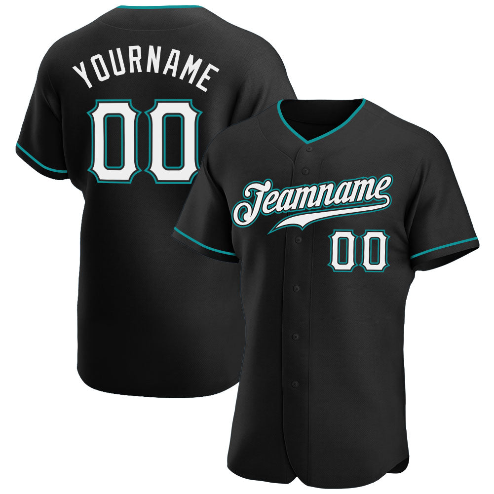 Jerseytrend Black White Teal Personalized Baseball Jersey For Fans