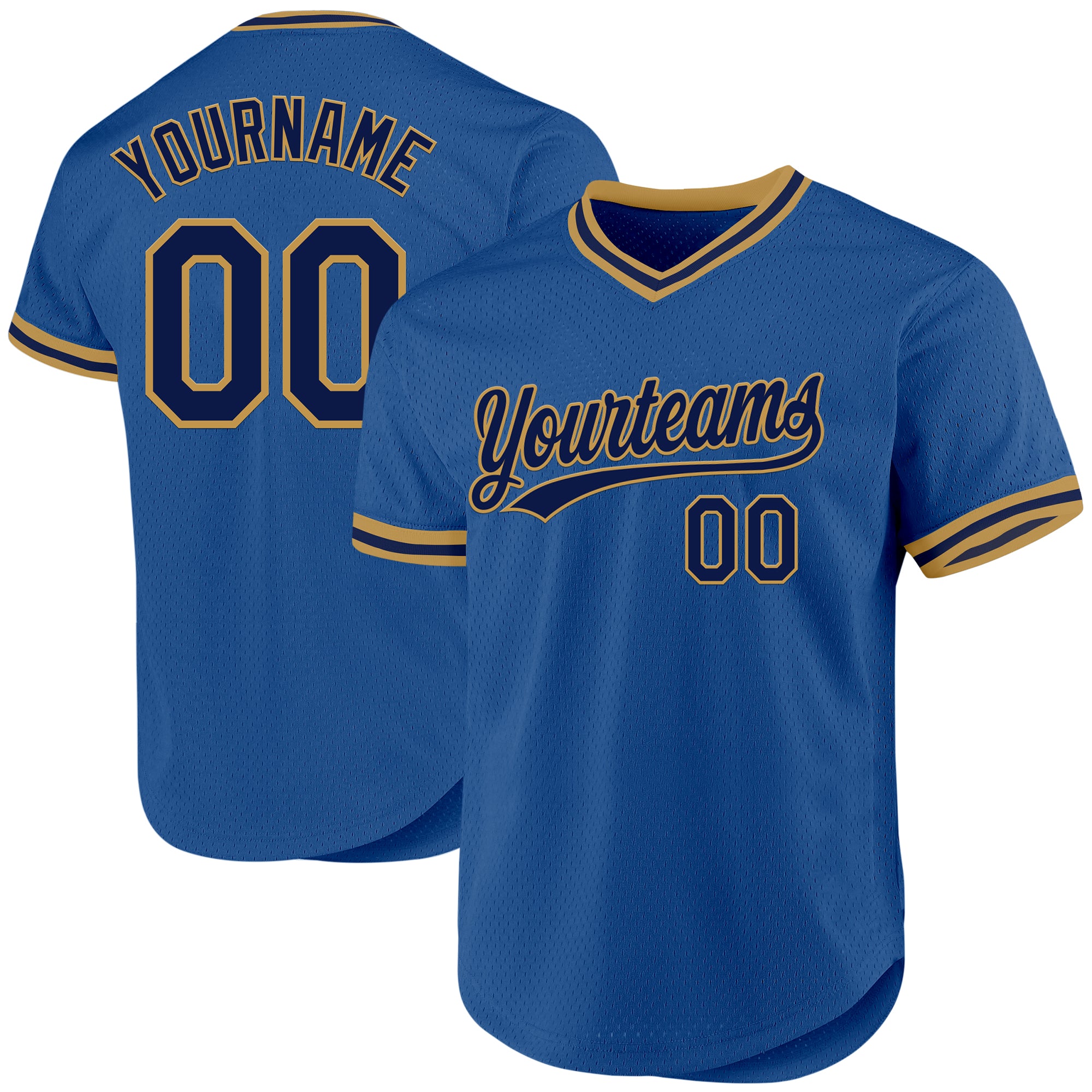 Jerseytrend Blue Navy Old Gold Throwback Personalized Baseball Jersey For Fans