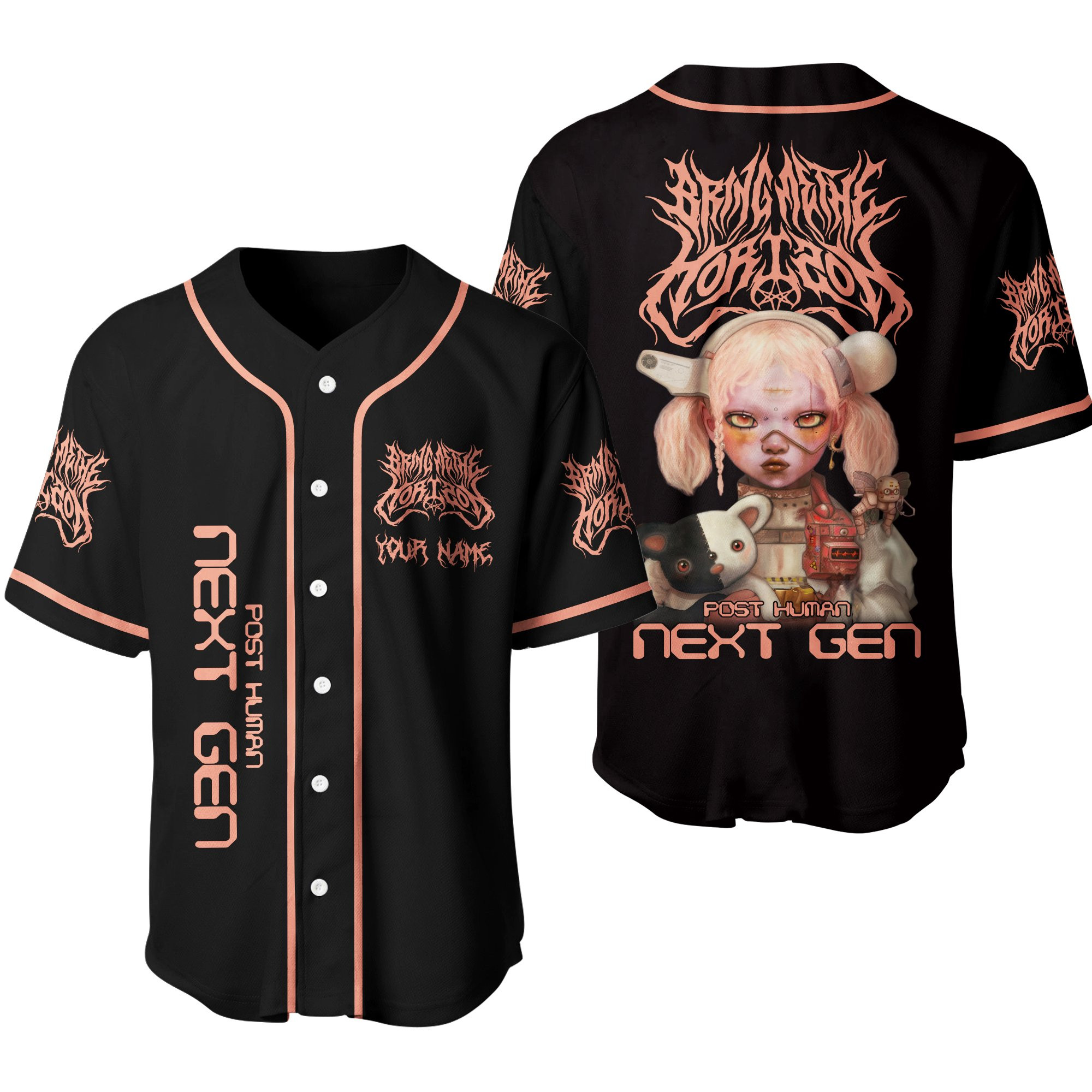 Jerseytrend Bring Me the Horizon Post Human Next Gen Personalized Baseball Jersey For Fans - Image 3