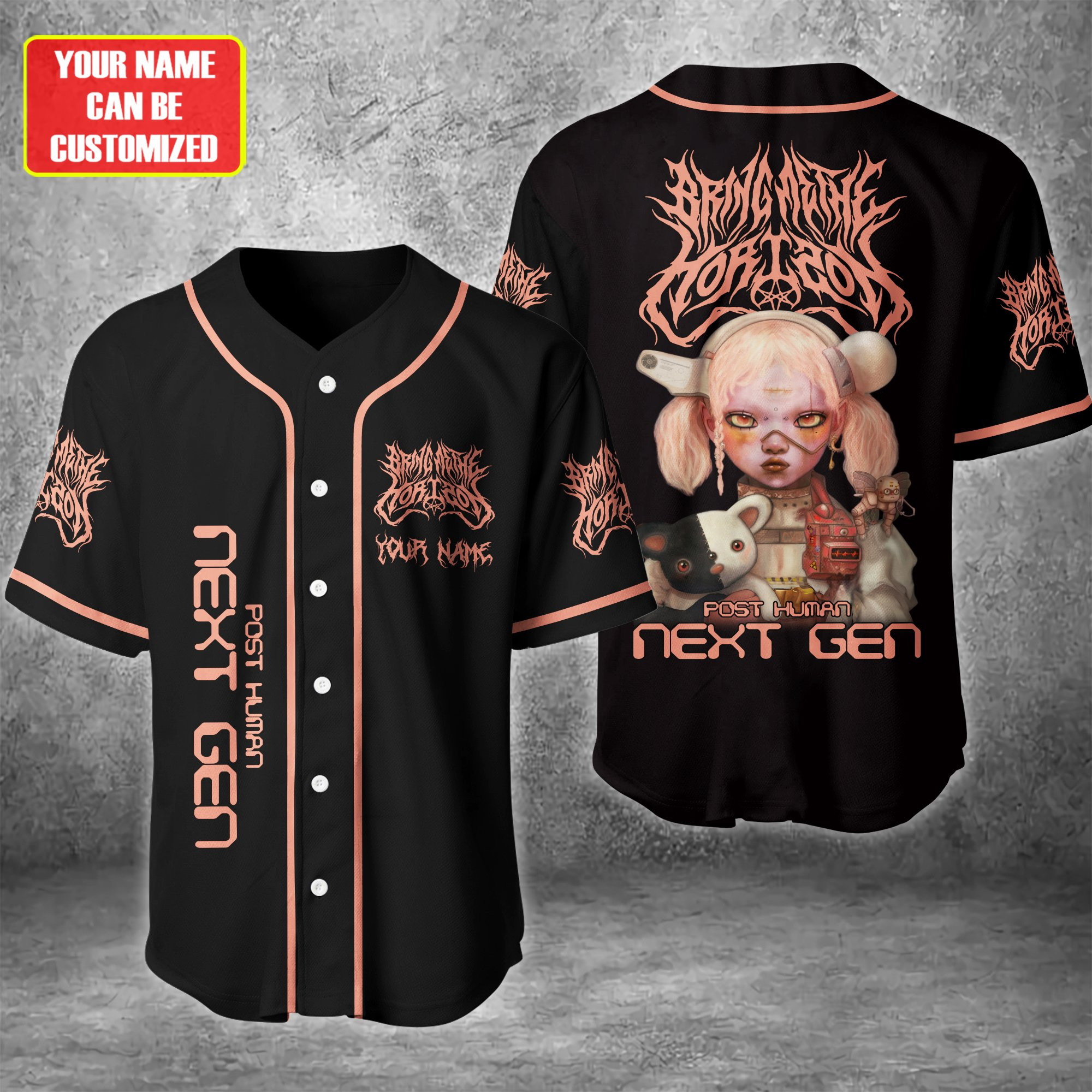 Jerseytrend Bring Me the Horizon Post Human Next Gen Personalized Baseball Jersey For Fans - Image 2