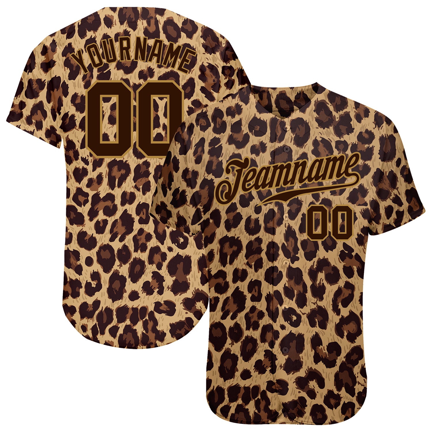 Mckenzieshoponline Brown Brown Old Gold 3D Pattern Design Leopard Personalized Baseball Jersey For Fans