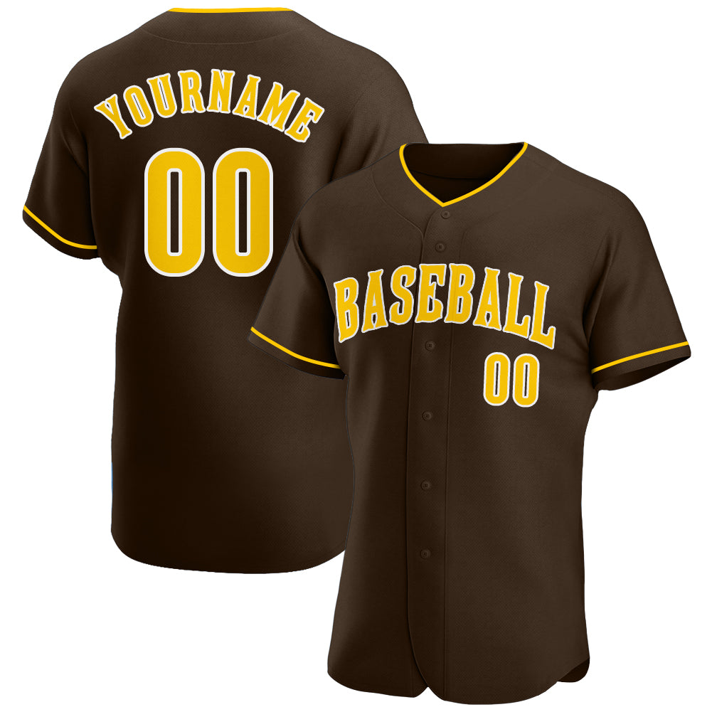 Mckenzieshoponline Brown Gold White Personalized Baseball Jersey For Fans