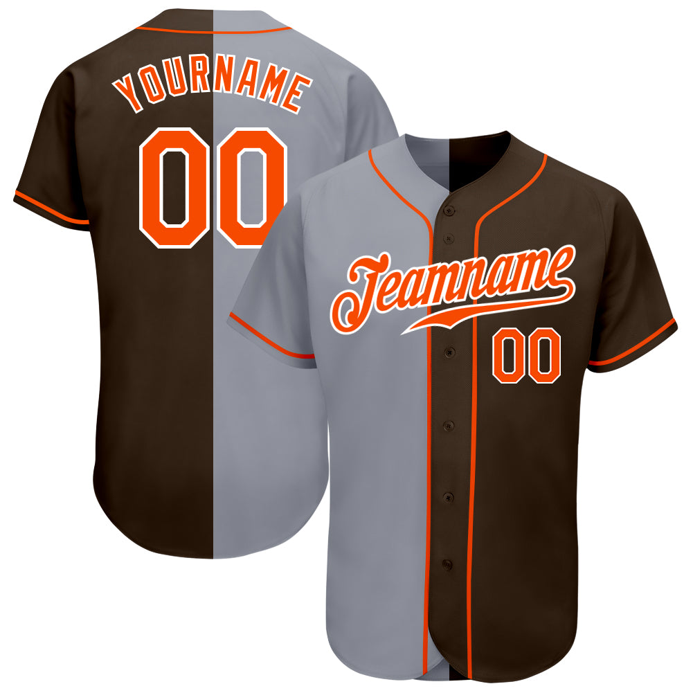 Mckenzieshoponline Brown Orange Gray Split Fashion Personalized Baseball Jersey For Fans