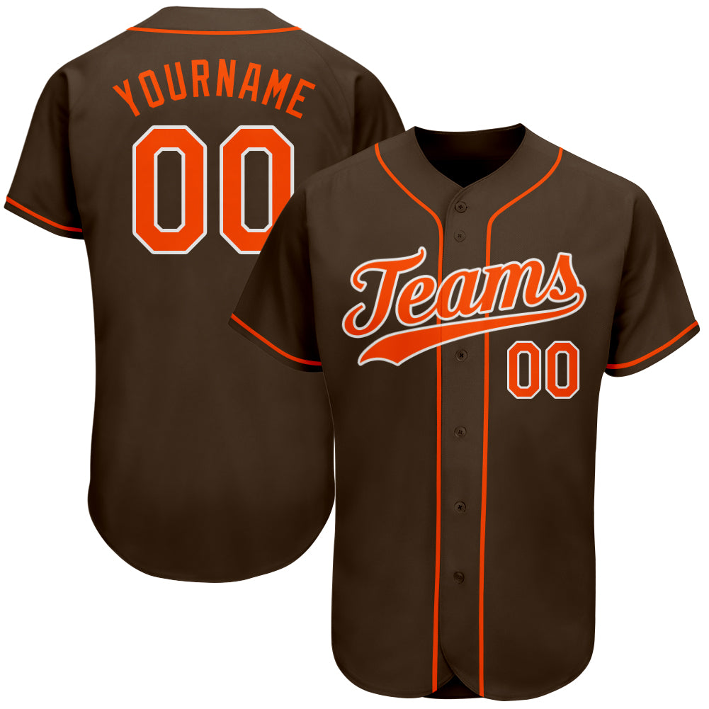 Jerseytrend Brown Orange White Personalized Baseball Jersey For Fans
