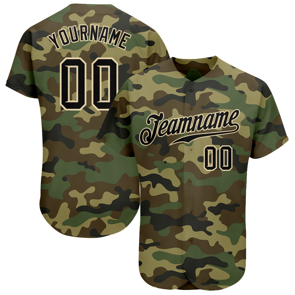 Jerseytrend Camo Black City Cream Salute To Service Personalized Baseball Jersey For Fans