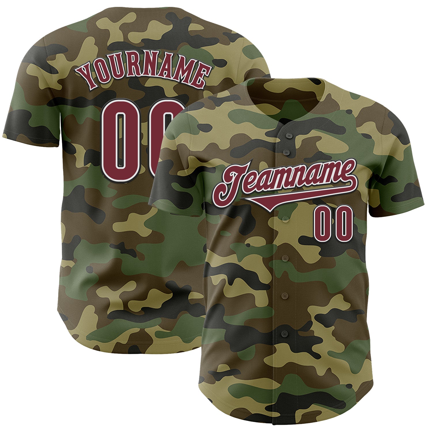 Mckenzieshoponline Camo Burgundy Black Salute To Service Personalized Baseball Jersey For Fans