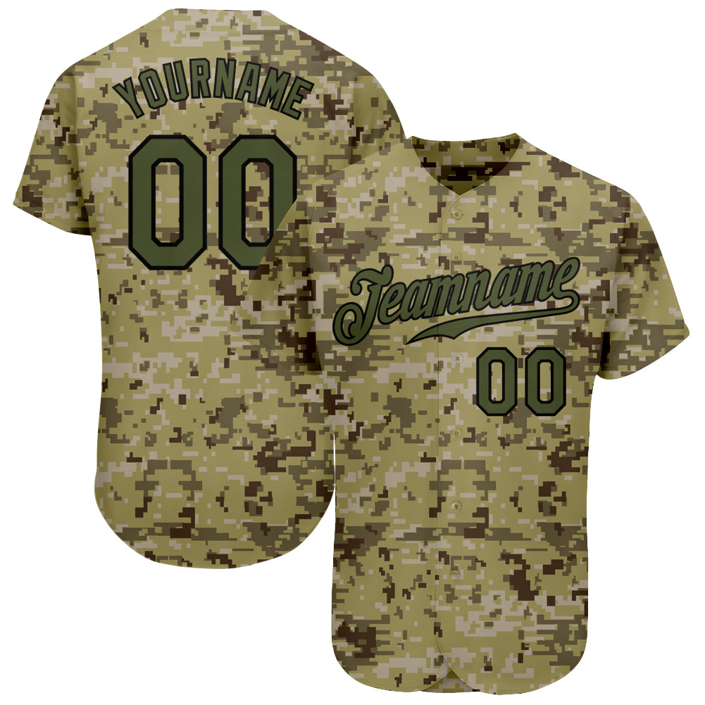 Jerseytrend Camo Olive Black Salute To Service Personalized Baseball Jersey For Fans