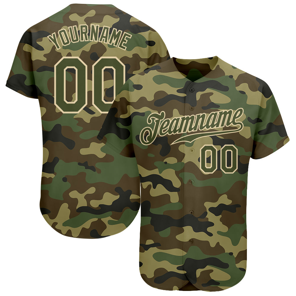 Jerseytrend Camo Olive Cream Salute To Service Personalized Baseball Jersey For Fans