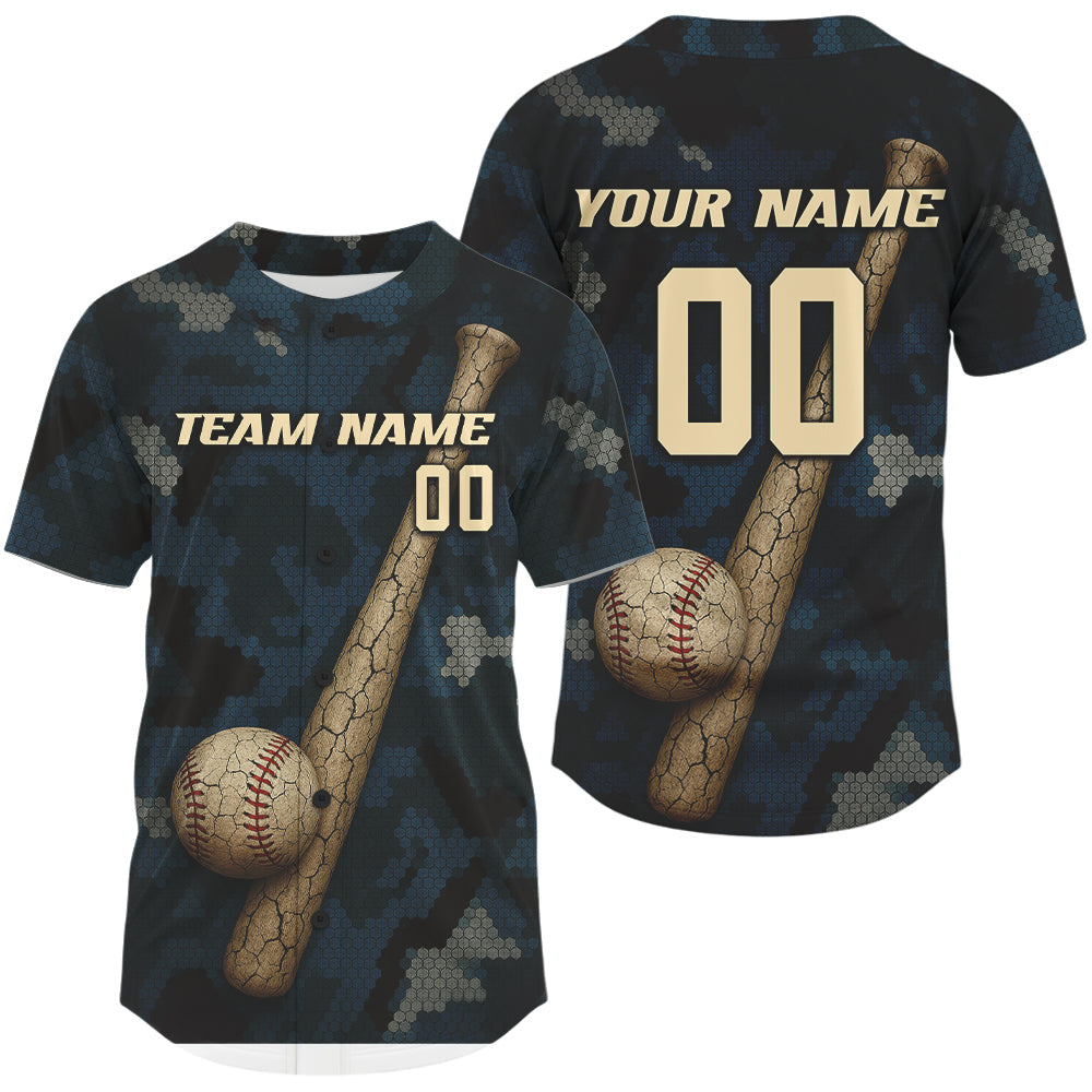 Mckenzieshoponline Camouflage Blue Camo Personalized Baseball Jersey For Fans