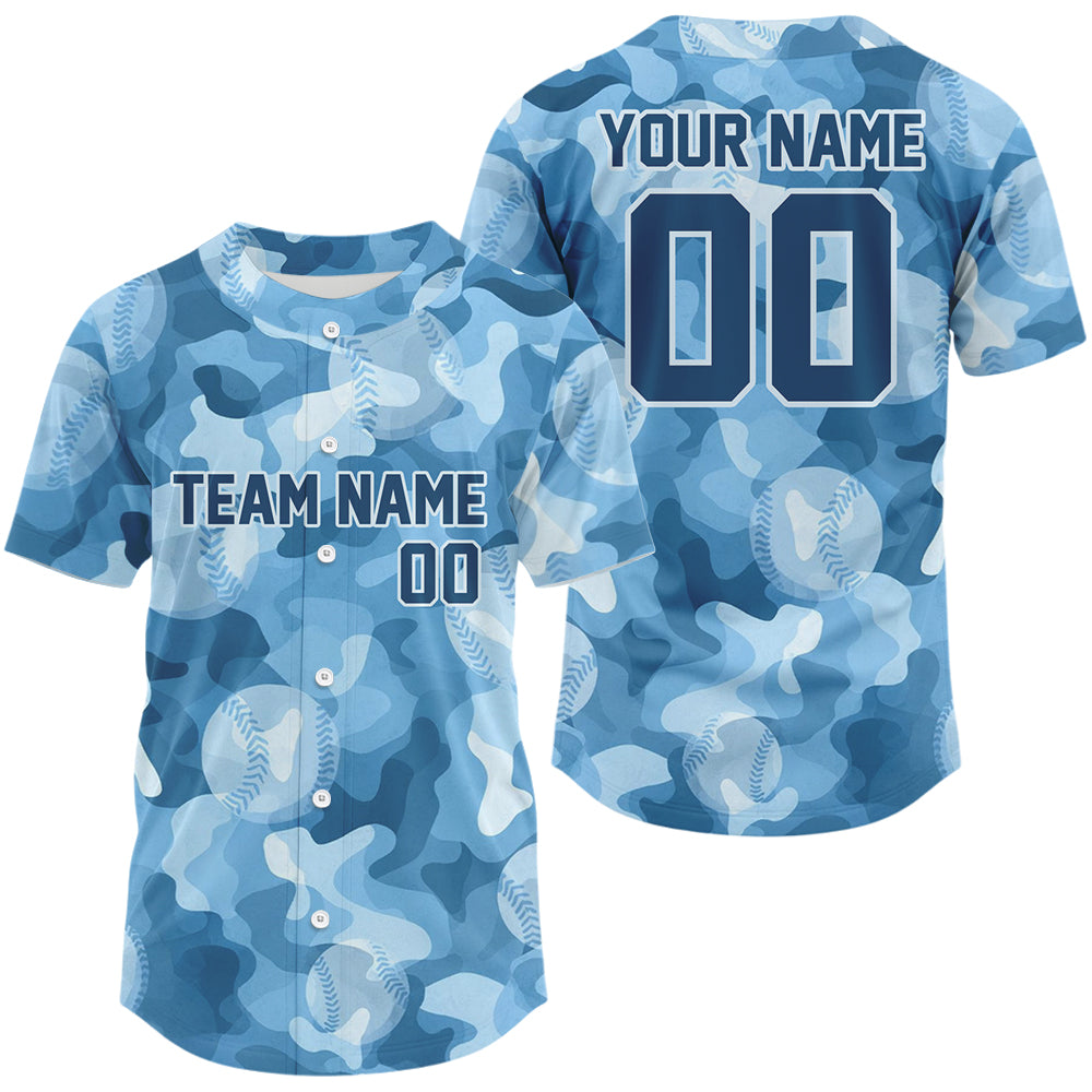 Mckenzieshoponline Camouflage Blue Personalized Baseball Jersey For Fans