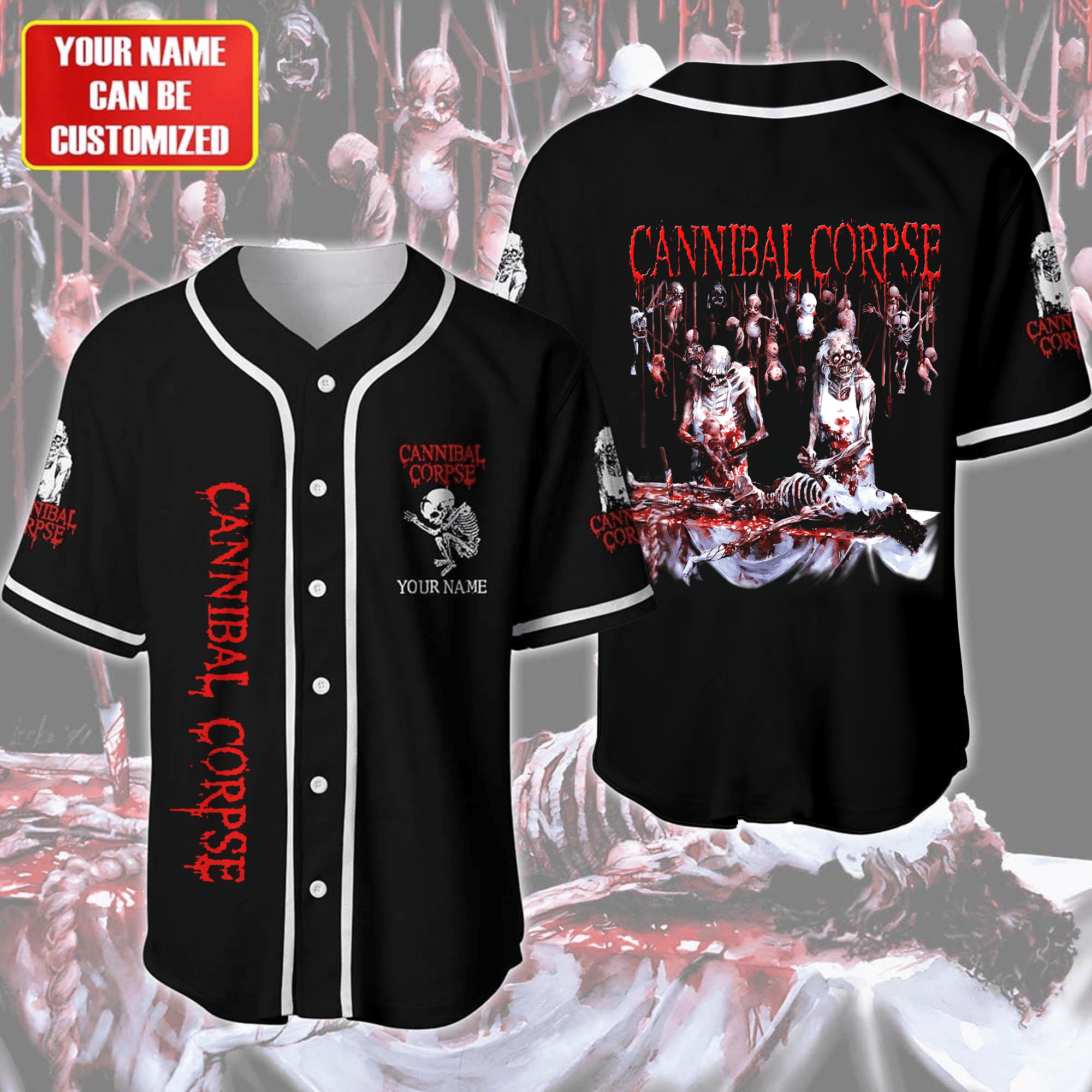 Jerseytrend Cannibal Corpse Butchered at Birth Personalized Baseball Jersey For Fans