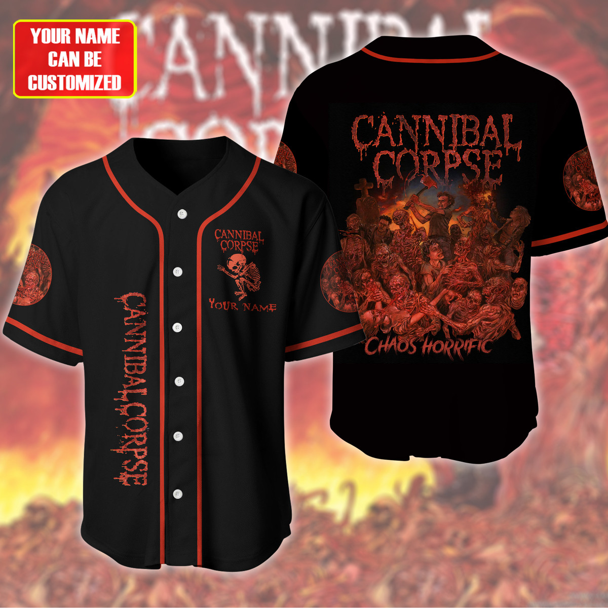 Jerseytrend Cannibal Corpse Chaos Horrific Personalized Baseball Jersey For Fans - Image 2