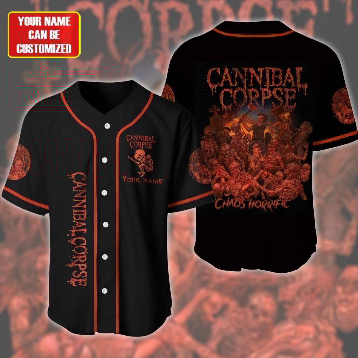 Jerseytrend Cannibal Corpse Chaos Horrific Personalized Baseball Jersey For Fans