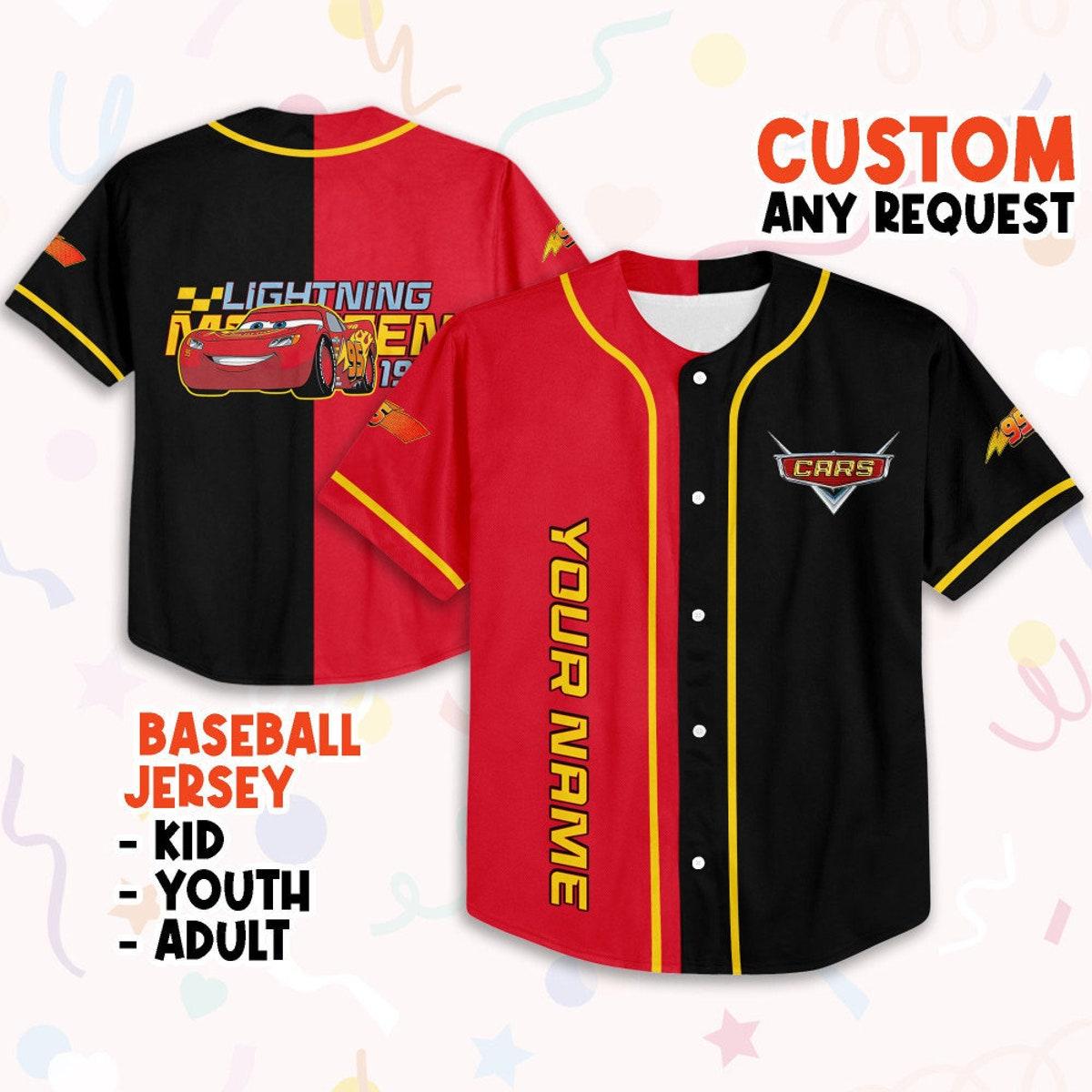 Mckenzieshoponline Cars Lightning Mcqueen 1977 Disney Birthday Personalized Baseball Jersey For Fans - Image 2