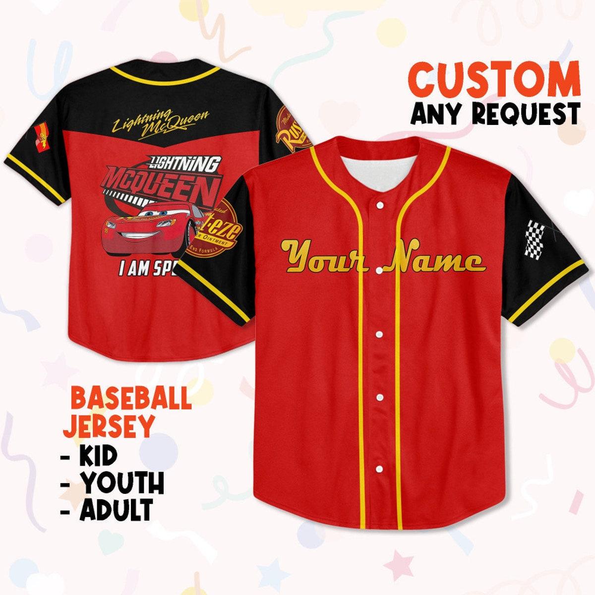 Mckenzieshoponline Cars Lightning Mcqueen I Am Speed Personalized Baseball Jersey For Fans