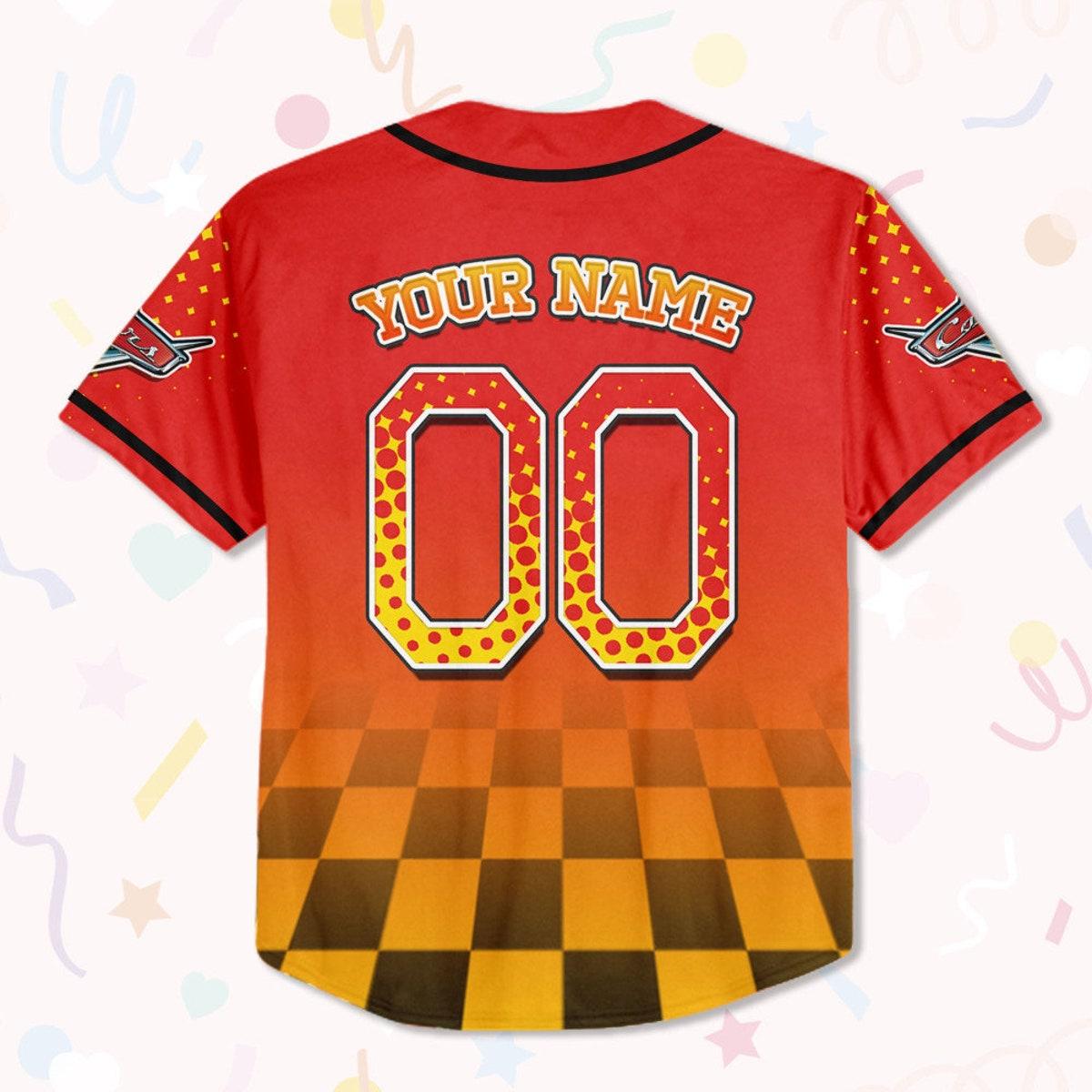 Mckenzieshoponline Cars Lightning Mcqueen Red Double Bolt Binding Personalized Baseball Jersey For Fans - Image 4