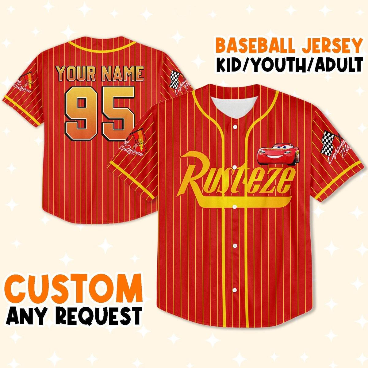 Mckenzieshoponline Cars Lightning Mcqueen Rust-ez Team Personalized Baseball Jersey For Fans