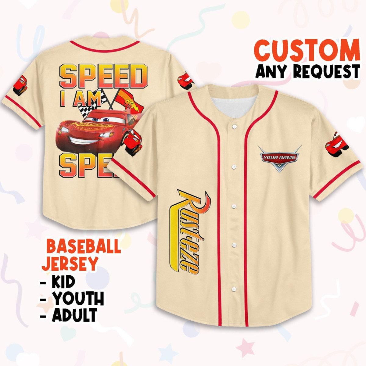 Mckenzieshoponline Cars Lightning Mcqueen Speed I Am Speed Personalized Baseball Jersey For Fans - Image 2