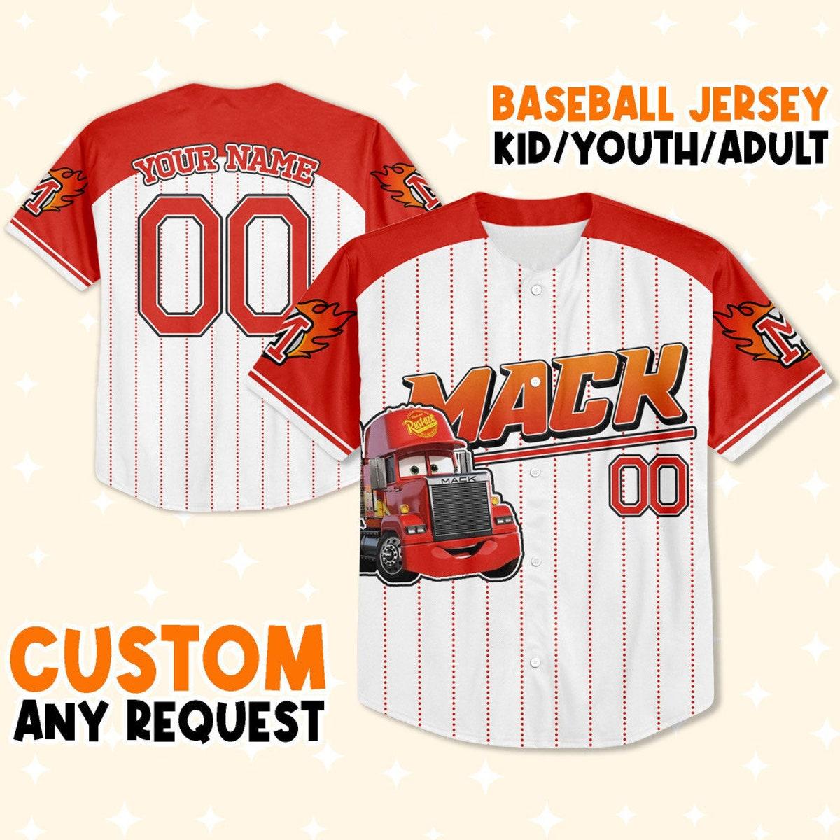 Mckenzieshoponline Cars Mack Red Number Personalized Baseball Jersey For Fans - Image 2
