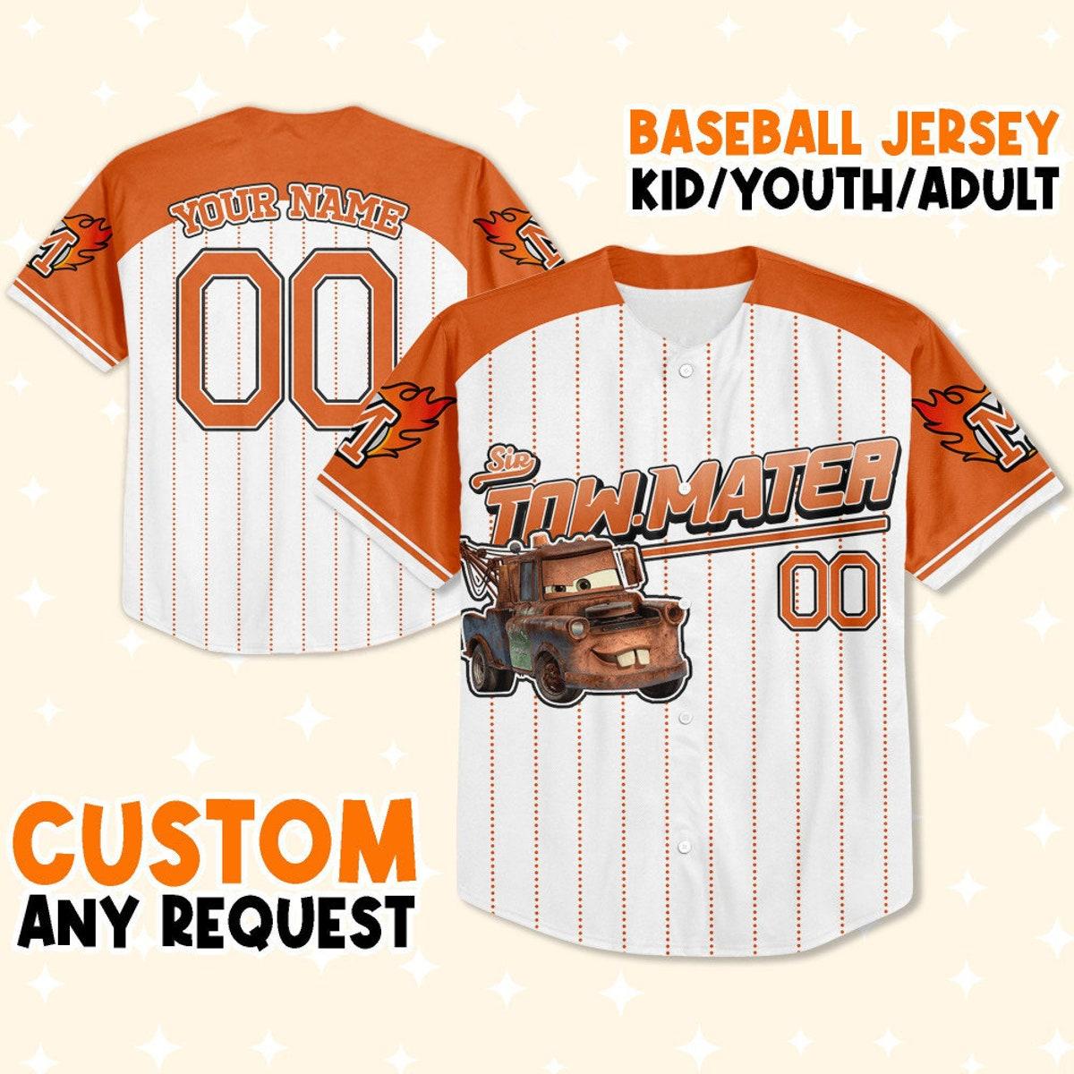 Mckenzieshoponline Cars Mater Orange Cool Lightning Mcqueen Personalized Baseball Jersey For Fans - Image 2
