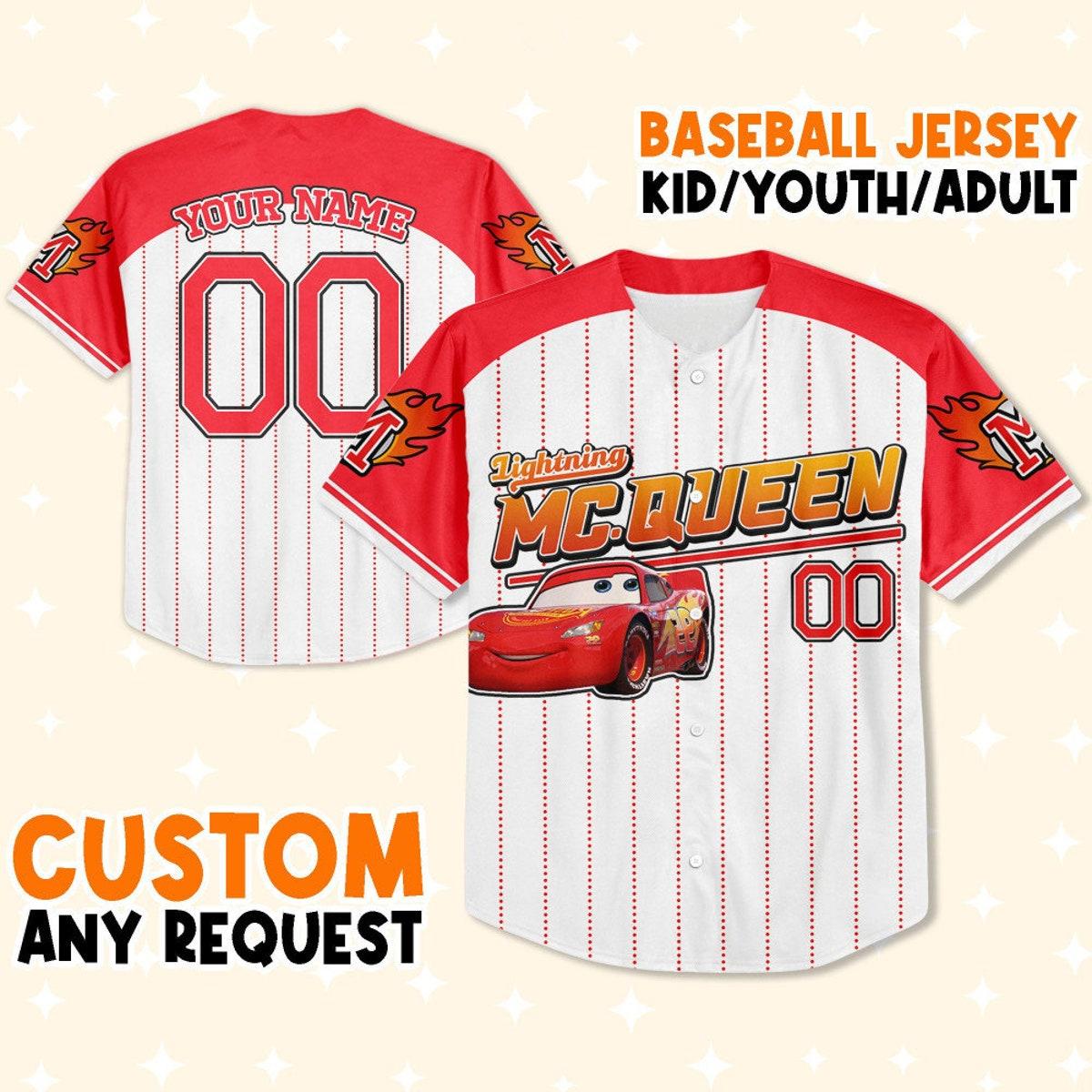 Mckenzieshoponline Cars Mcqueen Red Curious Lightning Mcqueen Personalized Baseball Jersey For Fans - Image 2