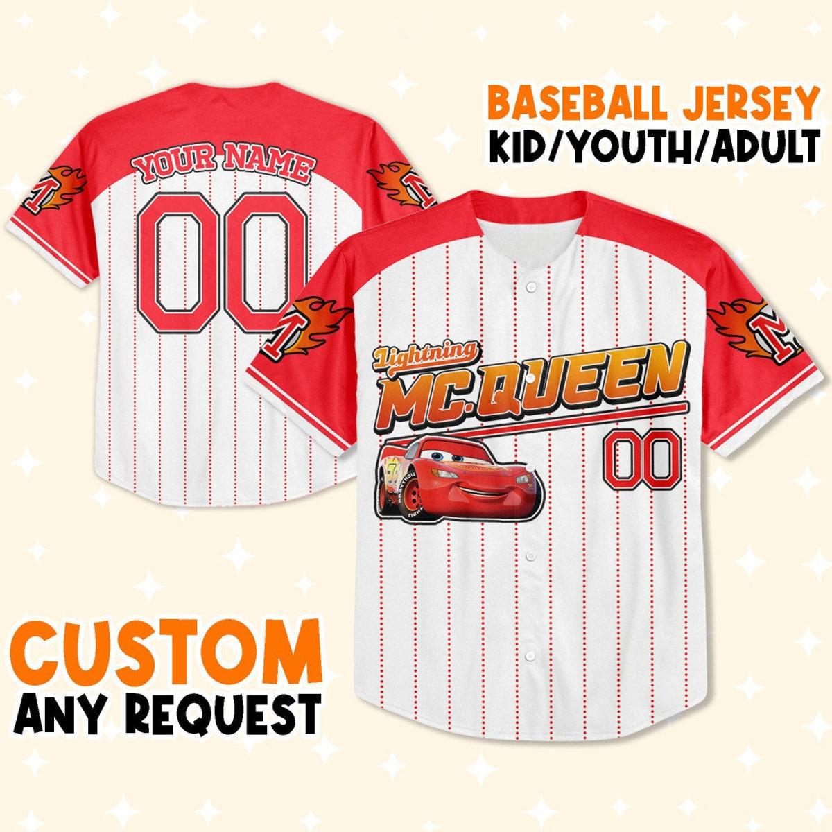 Mckenzieshoponline Cars Mcqueen Red Personalized Baseball Jersey For Fans