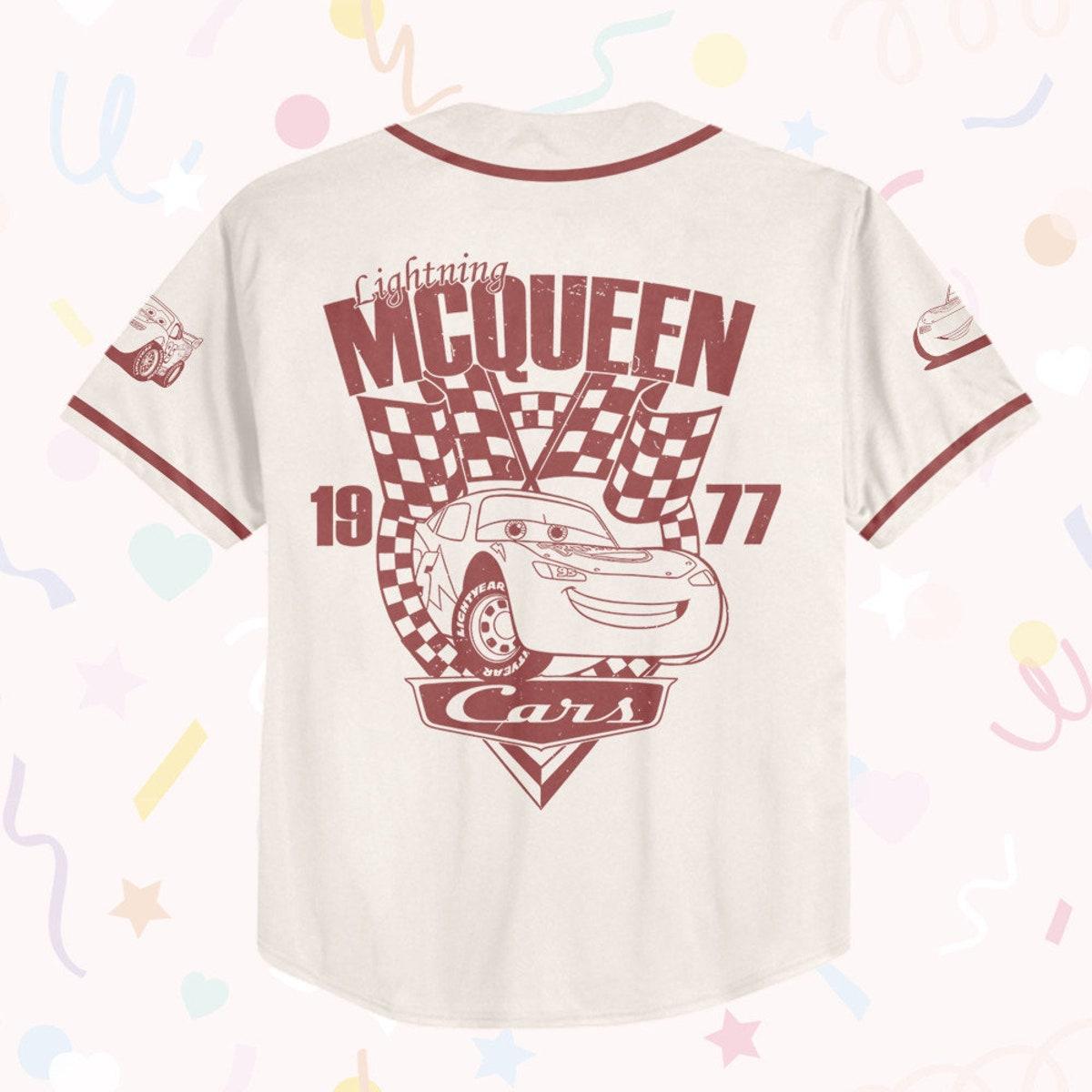 Mckenzieshoponline Cars Retro Lightning Mcqueen Car 1977 Personalized Baseball Jersey For Fans - Image 4