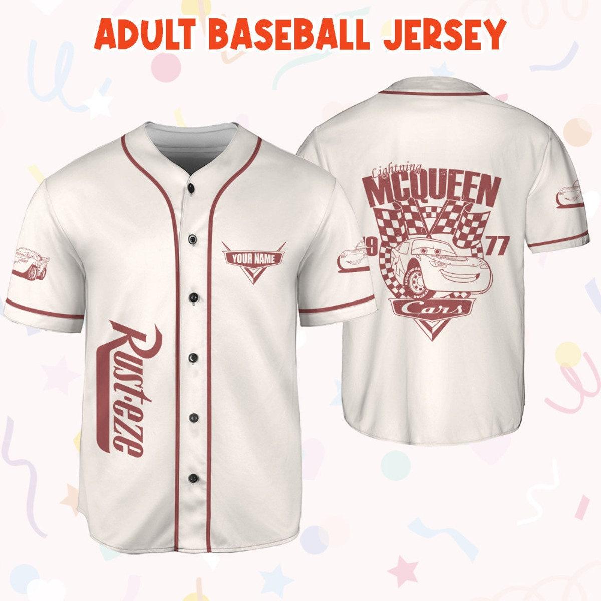 Mckenzieshoponline Cars Retro Lightning Mcqueen Car 1977 Personalized Baseball Jersey For Fans - Image 7