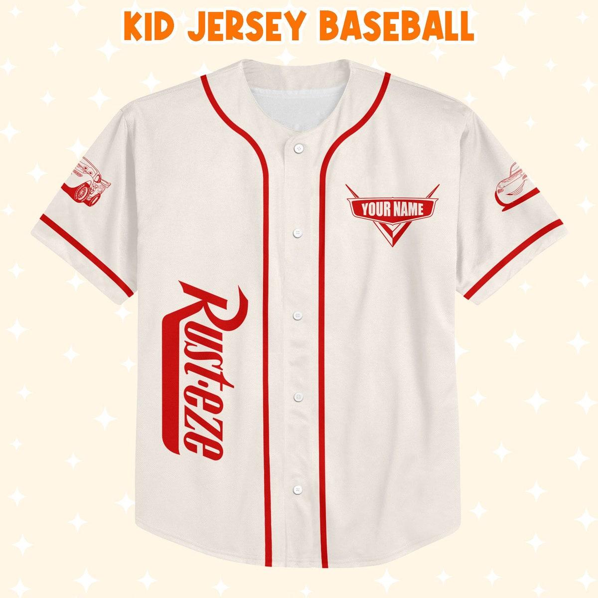 Mckenzieshoponline Cars Retro Lightning Mcqueen Car 1977 Red Personalized Baseball Jersey For Fans - Image 3