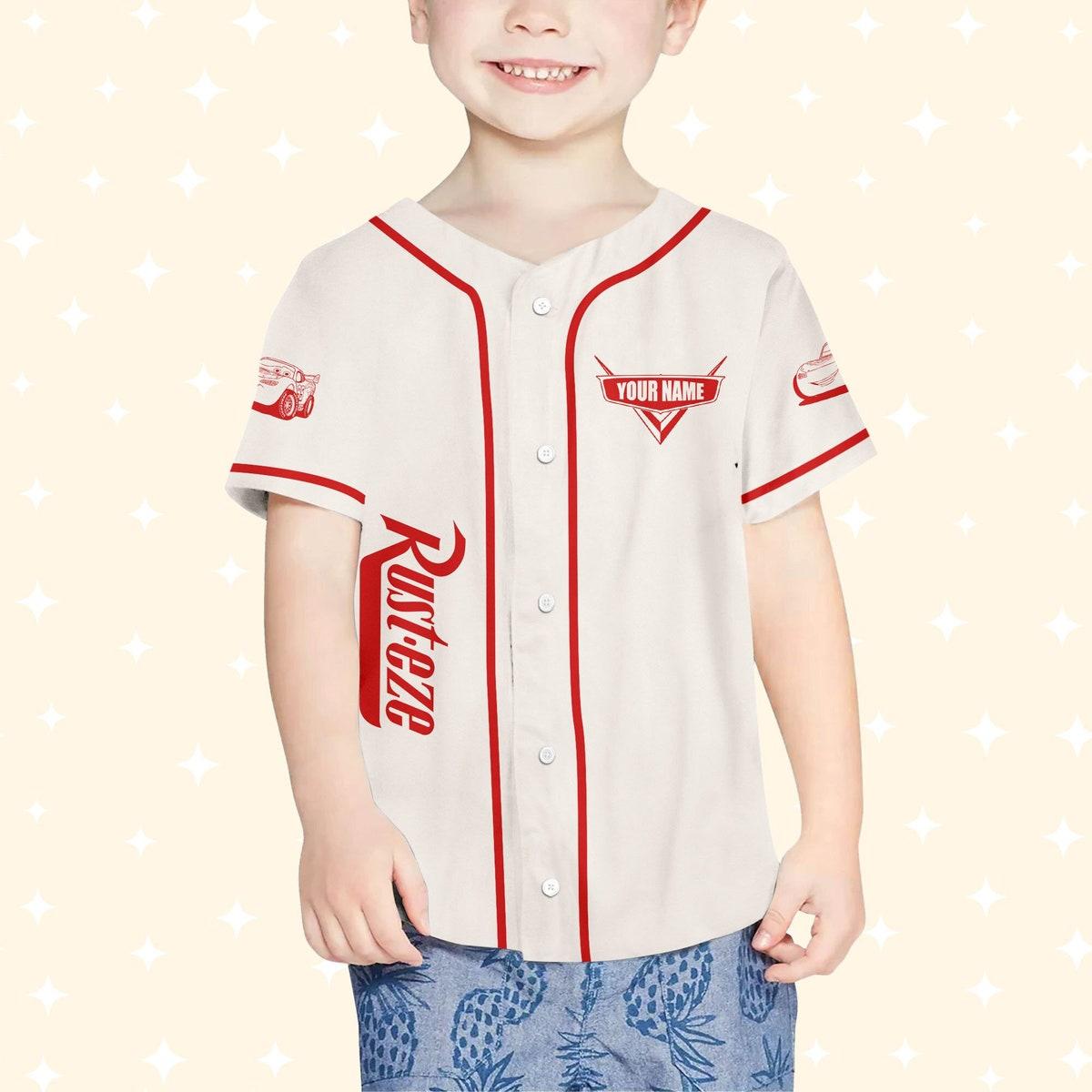 Mckenzieshoponline Cars Retro Lightning Mcqueen Car 1977 Red Personalized Baseball Jersey For Fans - Image 5