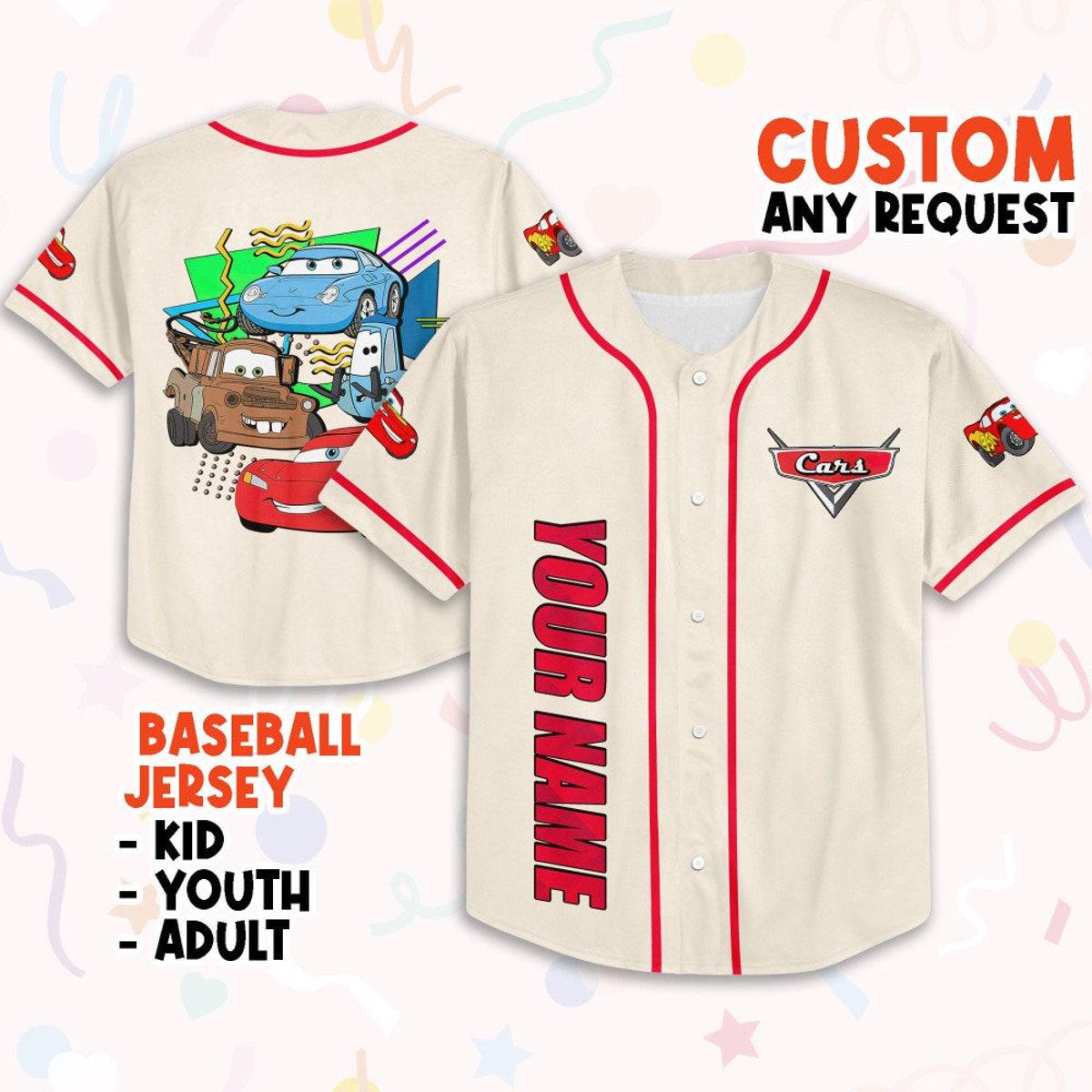 Mckenzieshoponline Cars Retro Style Disney Pixar Cars Personalized Baseball Jersey For Fans - Image 2