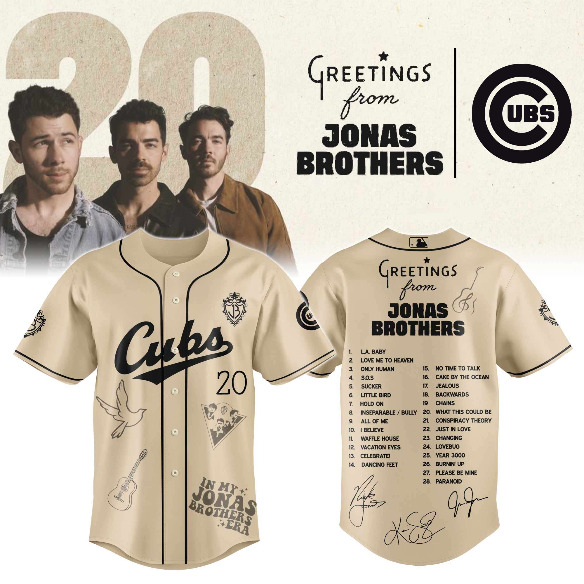 Jerseytrend Chicago Cubs MLB x Greetings From Jonas Brothers Personalized Baseball Jersey For Fans