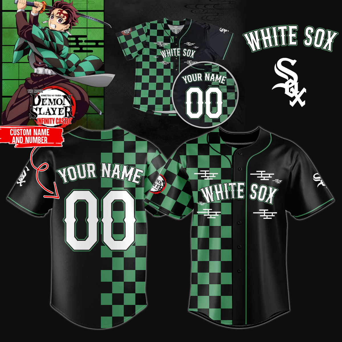 Mckenzieshoponline Chicago White Sox MLB x Demon Slayer Personalized Baseball Jersey For Fans