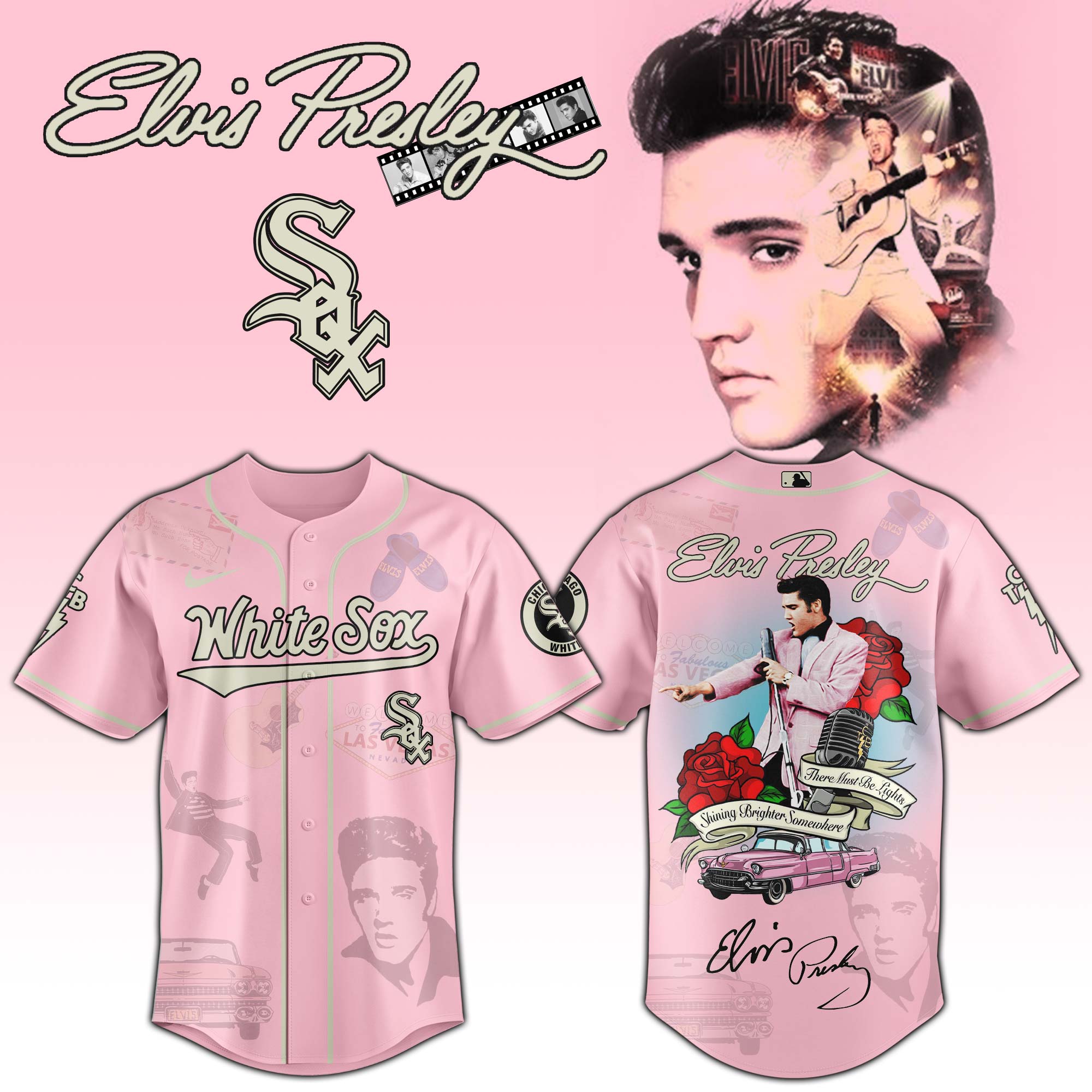 Jerseytrend Chicago White Sox MLB x Elvis Presley Personalized Baseball Jersey For Fans