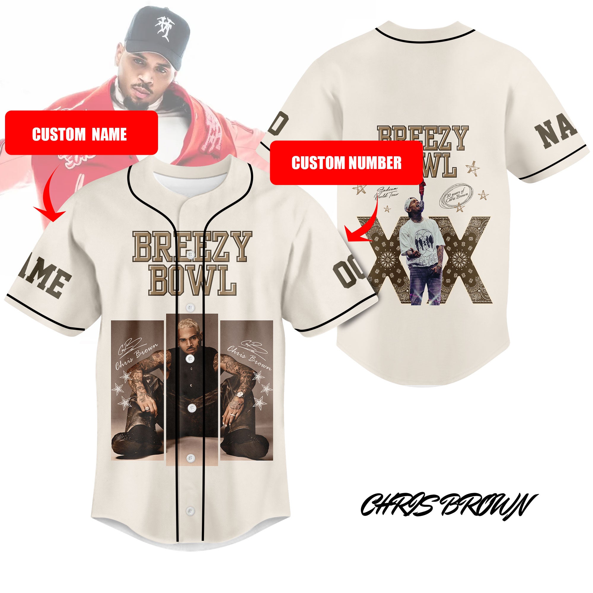 Mckenzieshoponline Chris Brown x Breezy Bowl XX Personalized Baseball Jersey For Fans