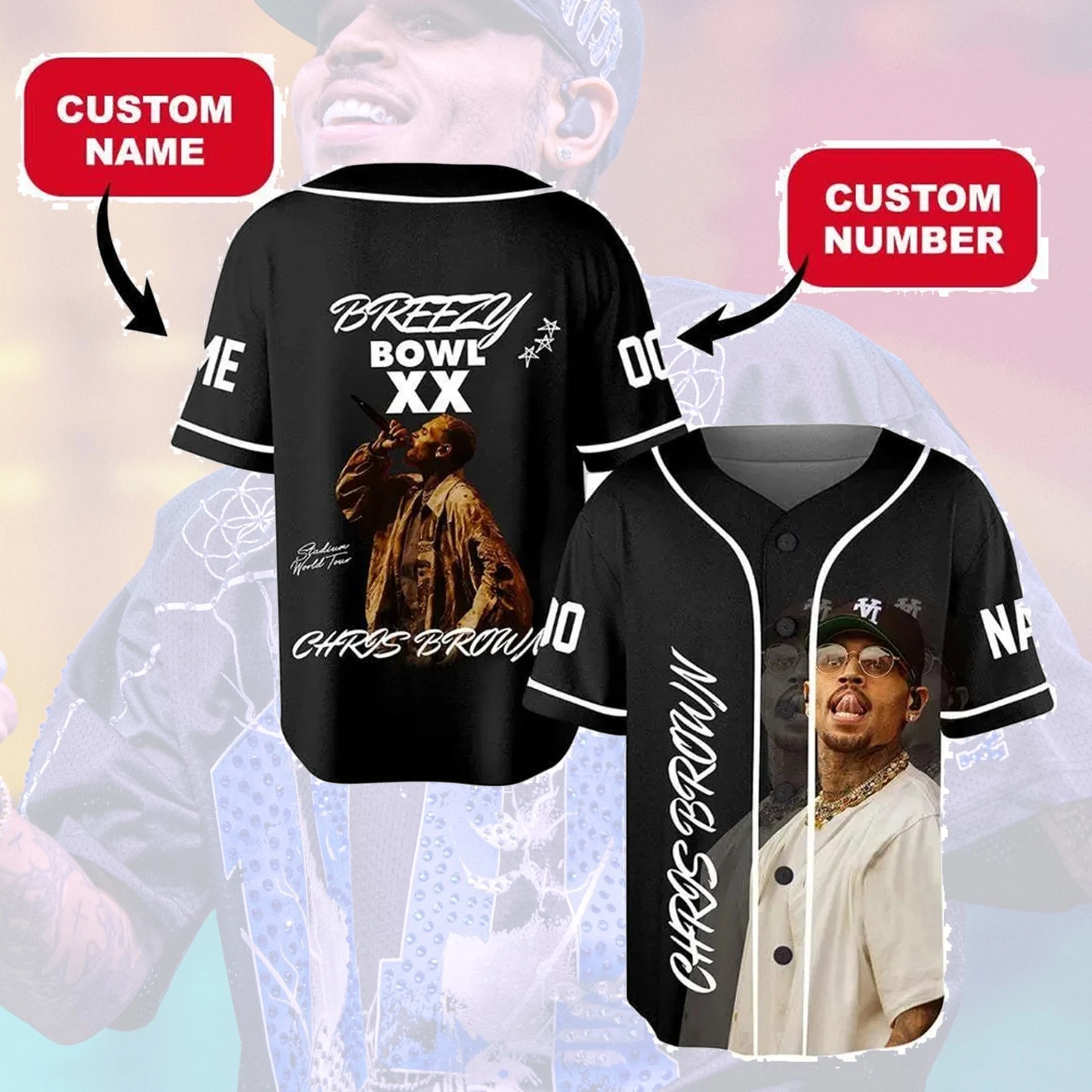 Mckenzieshoponline Chris Brown x Breezy Bowl XX Personalized Baseball Jersey For Fans