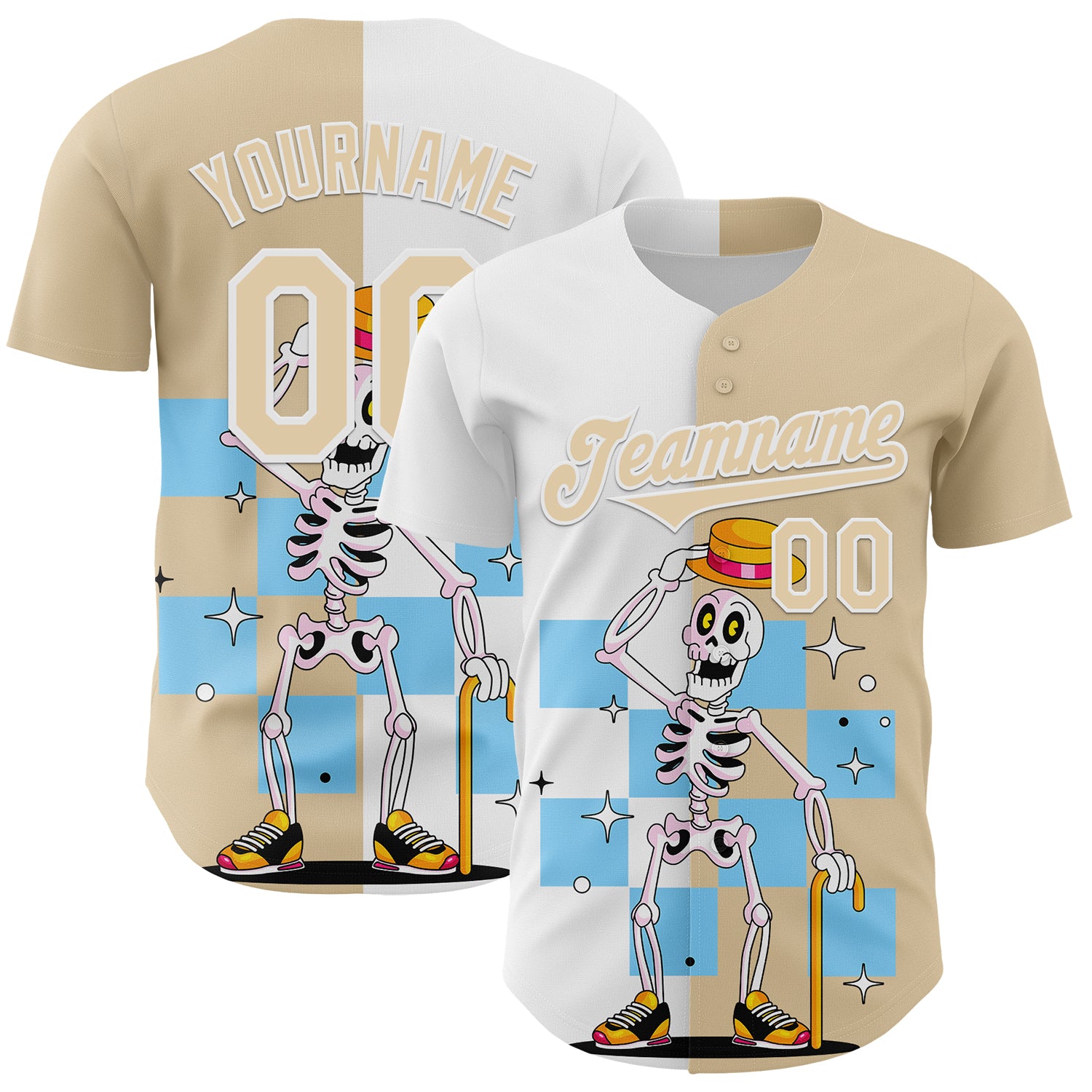 Mckenzieshoponline City Cream White 3D Pattern Design Rave Skeleton Personalized Baseball Jersey For Fans