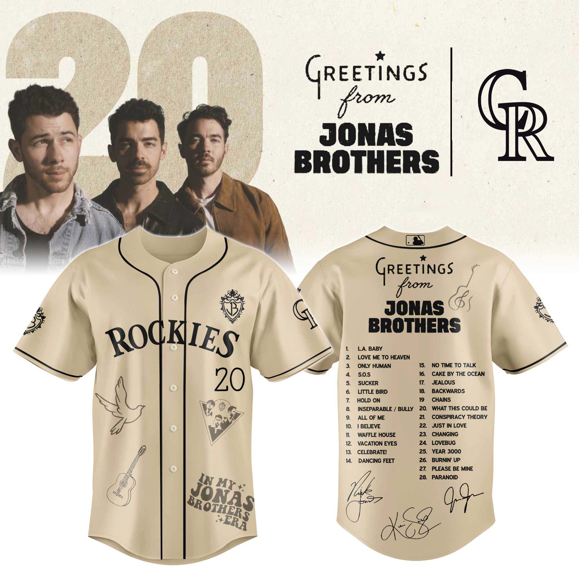 Jerseytrend Colorado Rockies MLB x Greetings From Jonas Brothers Personalized Baseball Jersey For Fans