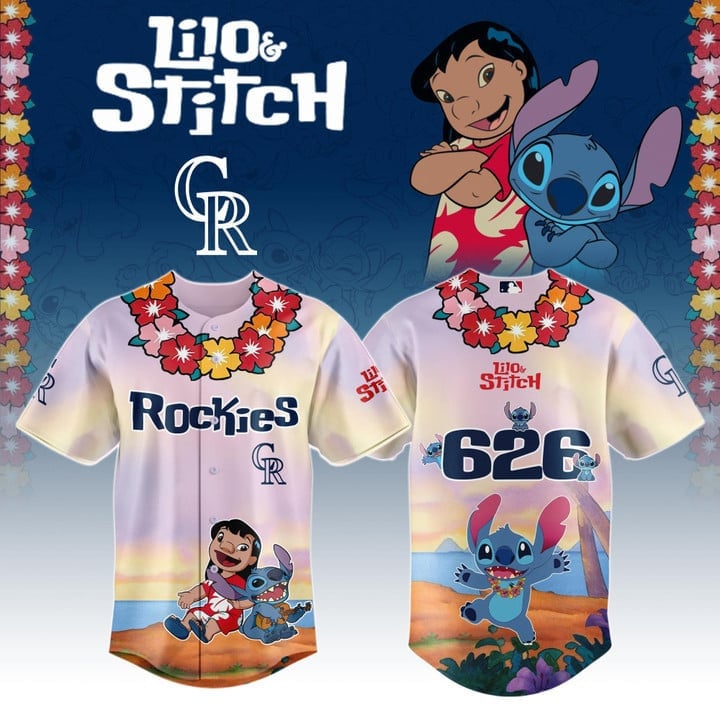 Mckenzieshoponline Colorado Rockies MLB x Lilo & Stitch Disney Personalized Baseball Jersey For Fans