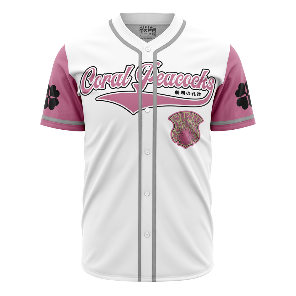 Mckenzieshoponline Coral Peacocks Black Clover Personalized Baseball Jersey For Fans