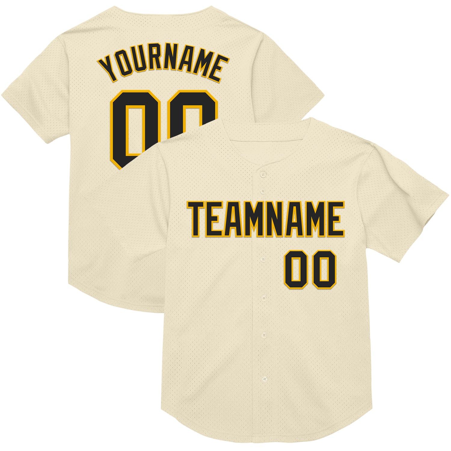 Mckenzieshoponline Cream Black Gold Mesh Throwback Personalized Baseball Jersey For Fans