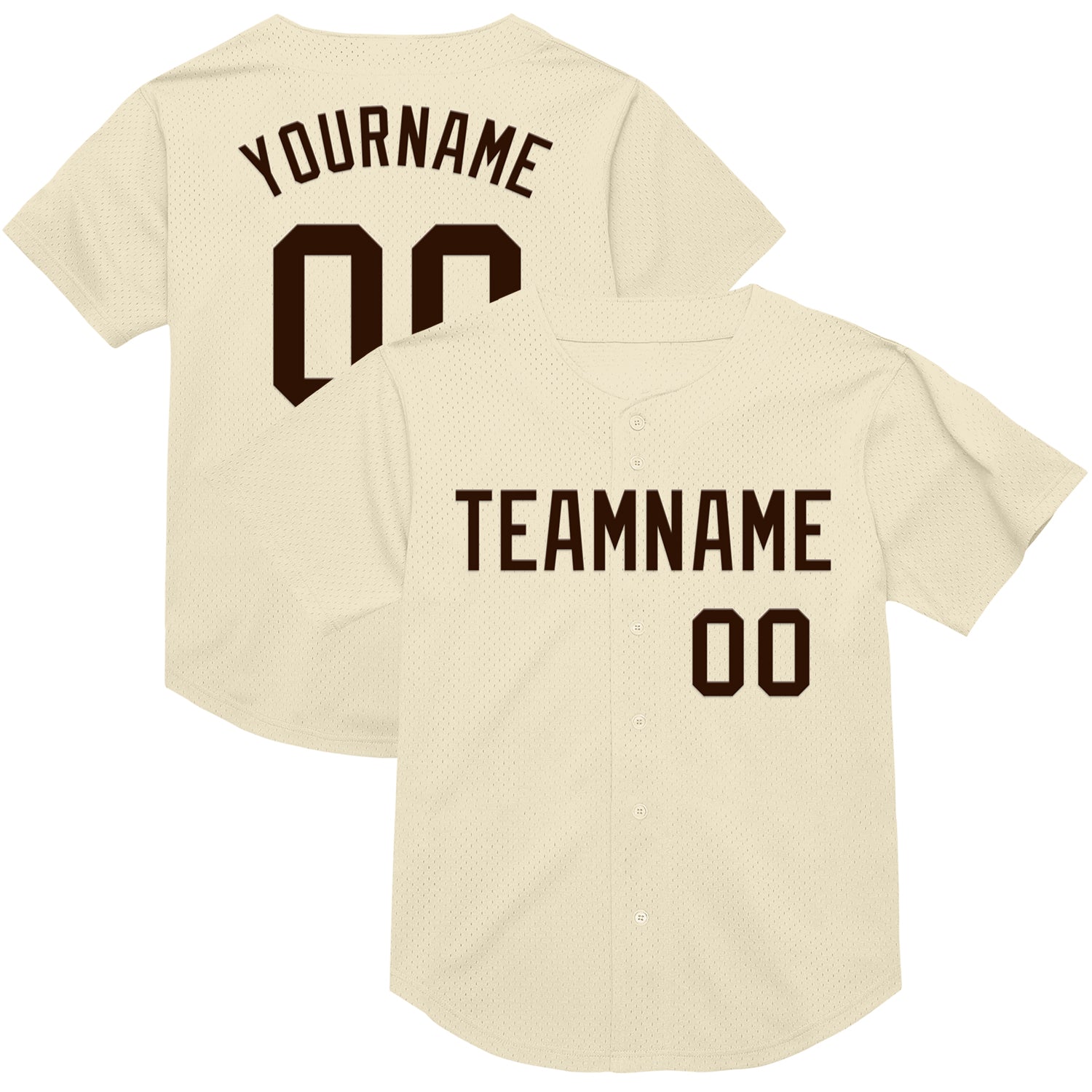 Mckenzieshoponline Cream Brown Mesh Throwback Personalized Baseball Jersey For Fans